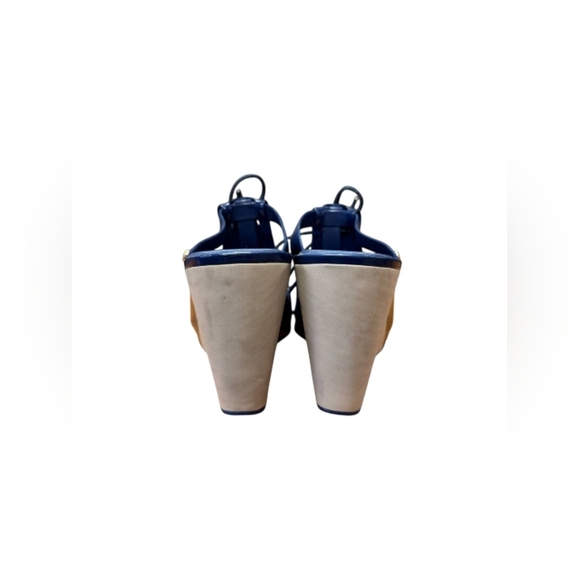 Melissa Wedge Heel Blue Slip On Fringe Size 37 EUC - Picture 6 of 7